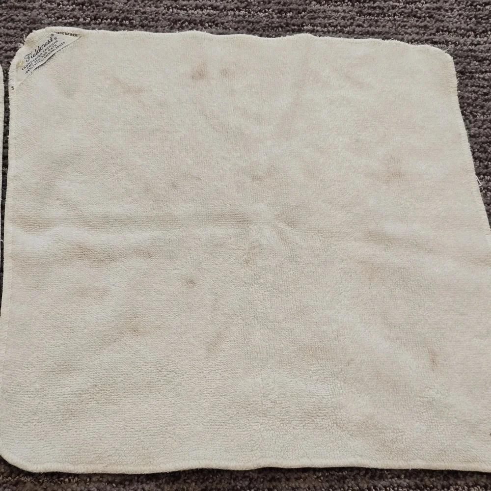 Vintage 70s Fieldcrest Yellow‎ White Floral Washcloth 13x12